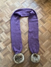 Pom Pom Wool Scarf purple