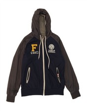 FRANKLIN MARSHALL Mens Graphic Zip Hoodie Sweater XL Navy Blue Colourblock SH07