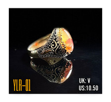 Men’s 925 Sterling Silver Yemeni Aqeeq Agate Ring Hallmarked خاتم رجالي من الفضة