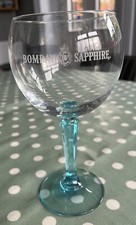 Vintage BOMBAY SAPPHIRE Large 20 Oz Clear Balloon Gin Glass With Blue Stem