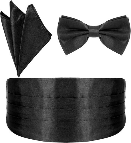 Black bow tie cummerbund for - black,