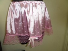 PINK HEART SATIN  LACE TRIM MINI PETTICOAT  SATIN BOWS 13" LONG  30-46 WAIST