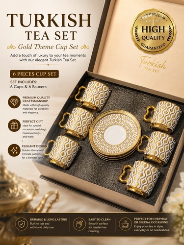 Turkish tea set white gold - turkish,