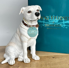 White Staffordshire Bull Terrier ornament 18cm Leonardo Staffie lover gift boxed