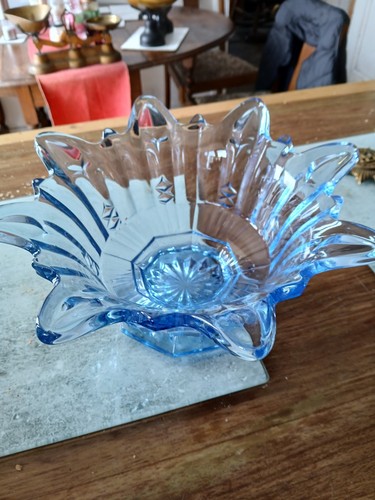 Lovely heavy blue glass bowl - lovely,