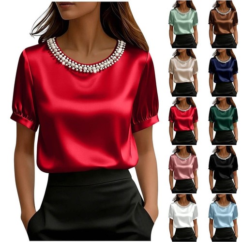 Women satin blouse short - women's,