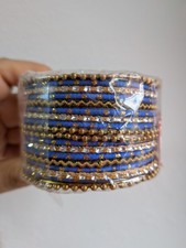 Blue & gold indian bangles size 2.6 jewellery Christmas gift 