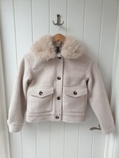 Faux Fur Collar Twill/ Boucle H&M Short Jacket