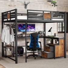 Queen Loft Bed with Desk and