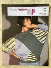 Richard Poppleton knitting pattern 2081. Geometric dolman sweater 32-42". NEW.
