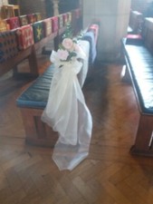 Wedding pink country flowers church pew ends x 8