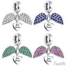 Best Friends Heart Charm for Charm Bracelet. BFF 925 Sterling Silver Gift