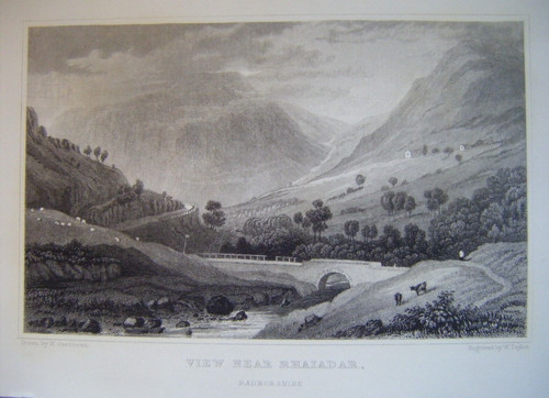 1830 antique print rhayader - antique,