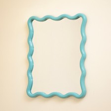 Wavy Wall Mirror 38cm Rectangle Plastic Frame Modern Bathroom Vanity Home Decor