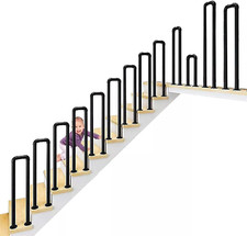 U-Shaped Iron Stair Handrail Indoor Outdoor Non-Slip Safety Metal Rail Black UK