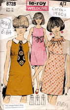 1960s Vintage Sewing Pattern B36" DRESS (2049) Barbara Hulanicki (Biba)