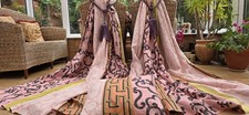 DESIGNERS GUILD PORDEN BLACKOUT LINED CURTAINS & CUSHION  87" DROP 77" WIDTH
