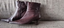 Ladies Jane Shilton Brown Leather Ankle Pointed Pixie Boots Size 39 6 Worn Once