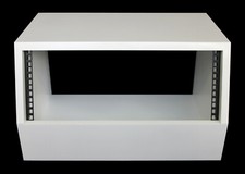 White 4u angled 19" inch wooden rack unit/case/cabinet for studio/DJ/recording