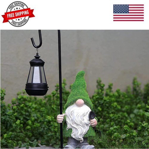 Flocked garden gnome statue - flocked,