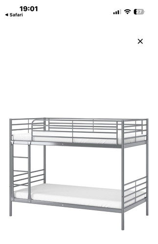 Silver metal single bunk bed - single,