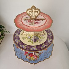 Pair Talking Tables Vintage Floral Afternoon Tea Three Tier Cake Stands Chic