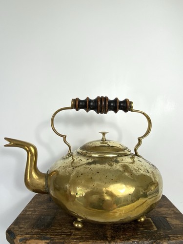 Antique brass kettle - brass,