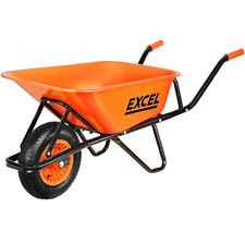 200kg Wheelbarrow Heavy Duty Galvanized Steel Tray Pneumatic Tyre Home Garden