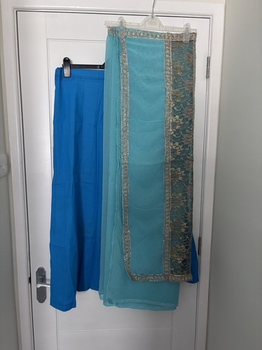 Turquoise indian sari saree - indian,