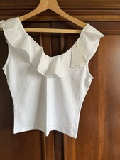 Mango white ruffle vest top