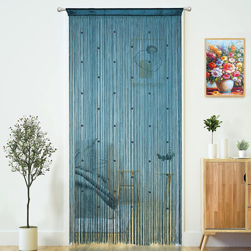 Beaded curtain door - door, string