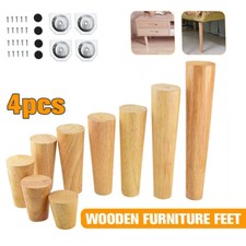 4x Wood Table Legs Round