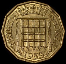 UK Three 3 Pence 1959