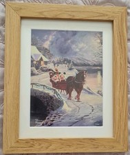 Thomas Kinkade Framed Xmas Disney Picture - Mickey And Minnie Xmas Sleigh Ride