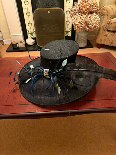 Hatbox black sinamay wide - hatbox,