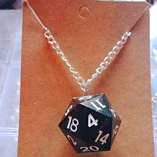 Black blue d20 dice - black,