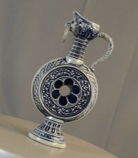 Elegant Gerz Gerzit stoneware flat jug ring jug mascaron wine jug 1960s