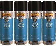 Hycote Colour Spray Paint Aerosol XUK0272 Gloss Black 400mL x 4 Fast Drying
