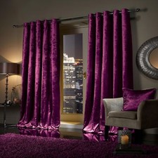 Plush Crushed Velour Faux Velvet Pencil Pleat Or Eyelet Ring Top Pair Curtains 