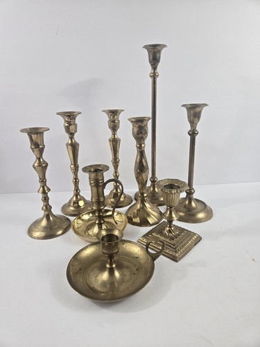 Brass candle stick holders - brass,