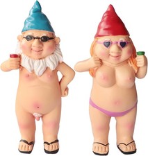 Garden Small Gnome Statue, 2PCS Naked Garden Goblin-Art Decoration Tiny Peeing 