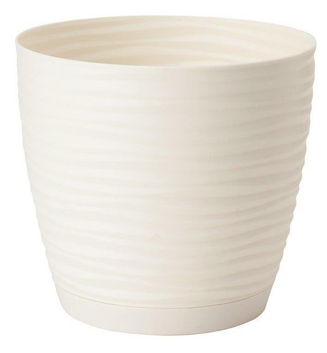 White plastic plant pot cover - white,