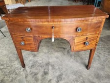 Antique Georgian small bow front mahogany sideboard cabinet server square legs