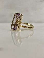 9ct Gold Rose De France Amethyst Ring, Antique / Vintage Baguette Cut Art Deco