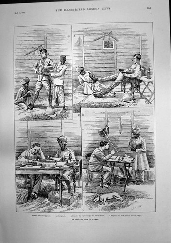 Antique print officers life - print,