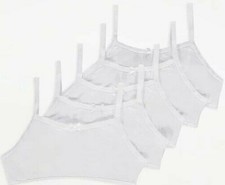 5 Crop Top First Bra Adjustable Strap White Bow 95% Cotton Girls  Size 4-16 Age