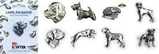 Dog pet lapel pin badges. British Pewter 35 designs Labrador, Spaniel, Staffie