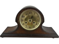 Vintage DRGM Wooden Mantel Clock Brass Face Roman Numerals Antique