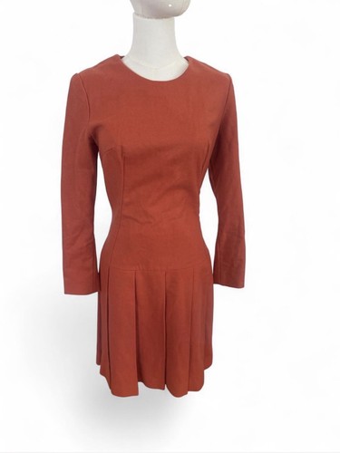 1960s pleated orange dress - pleated,