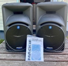 Mackie SRM450 v1 PA speakers with original manual, leads and power supply